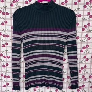 Vintage Lee Forest Green Striped Knit Sweater